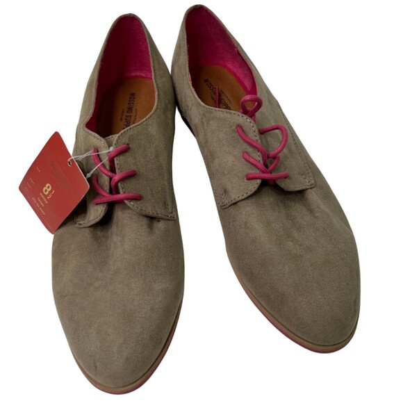 Mossimo Olenka Taupe NWT Lace Up Loafer Faux Suede Size 8.5 - Picture 1 of 10